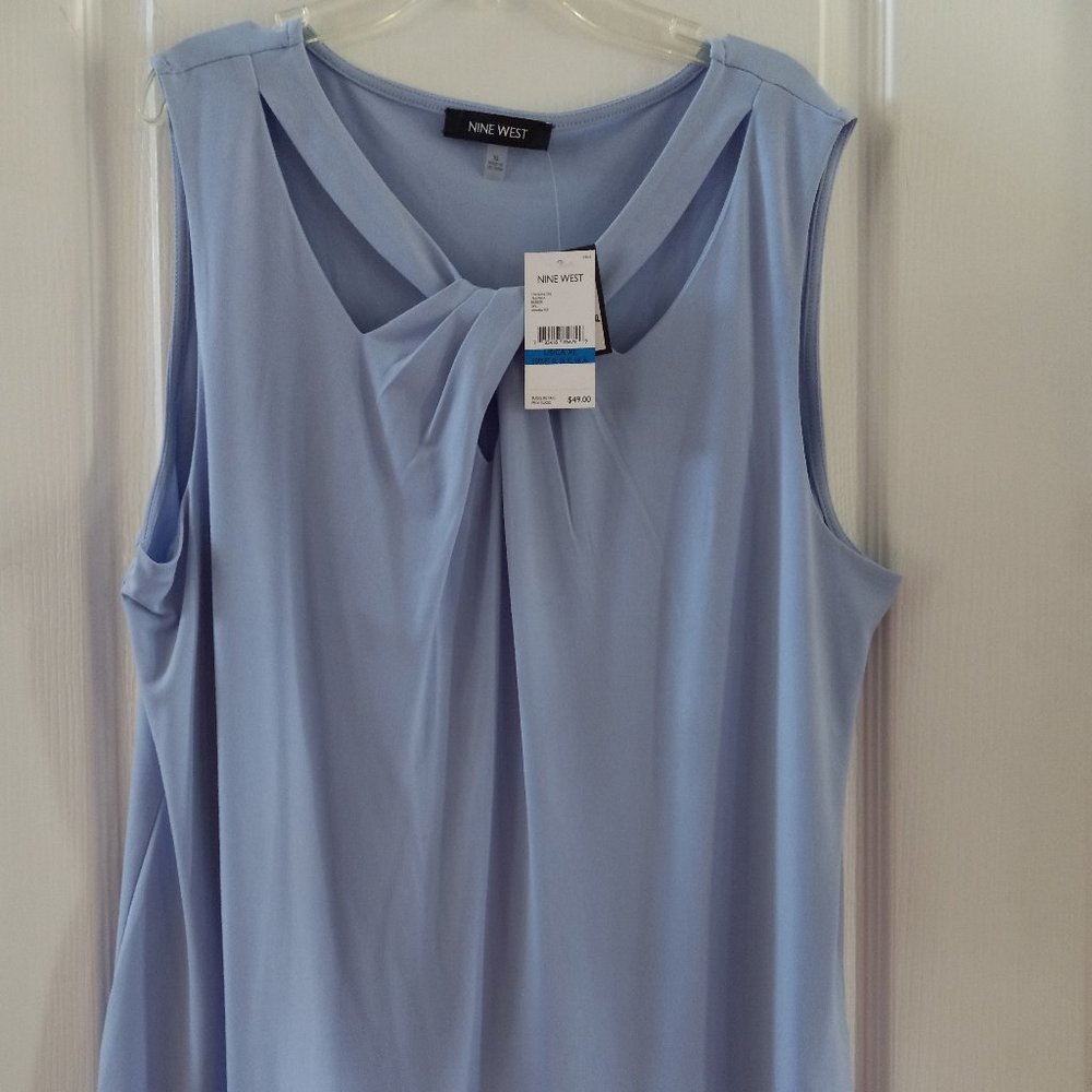 Nine West Twist Front Top Blue Size XL-NWT